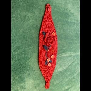 Handmade knit flower orange headband